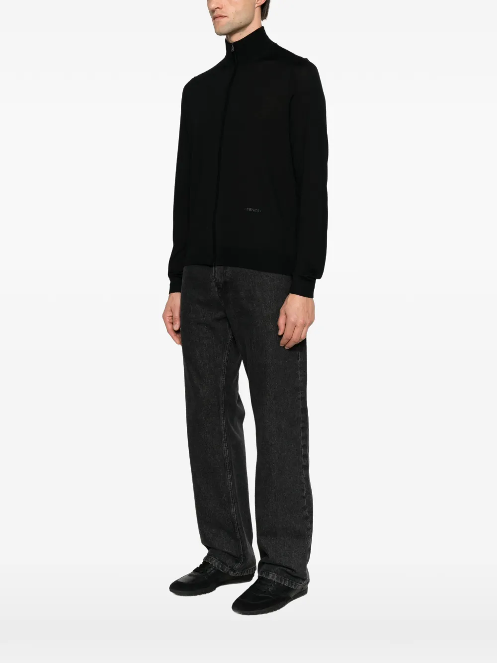 FENDI Trui met hoge hals en rits Zwart