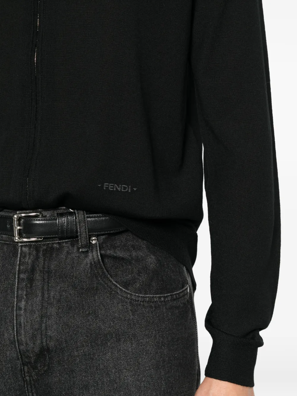 FENDI Trui met hoge hals en rits Zwart