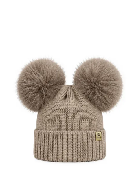 cuffie regina pompom-detail ribbed-knit beanie hat
