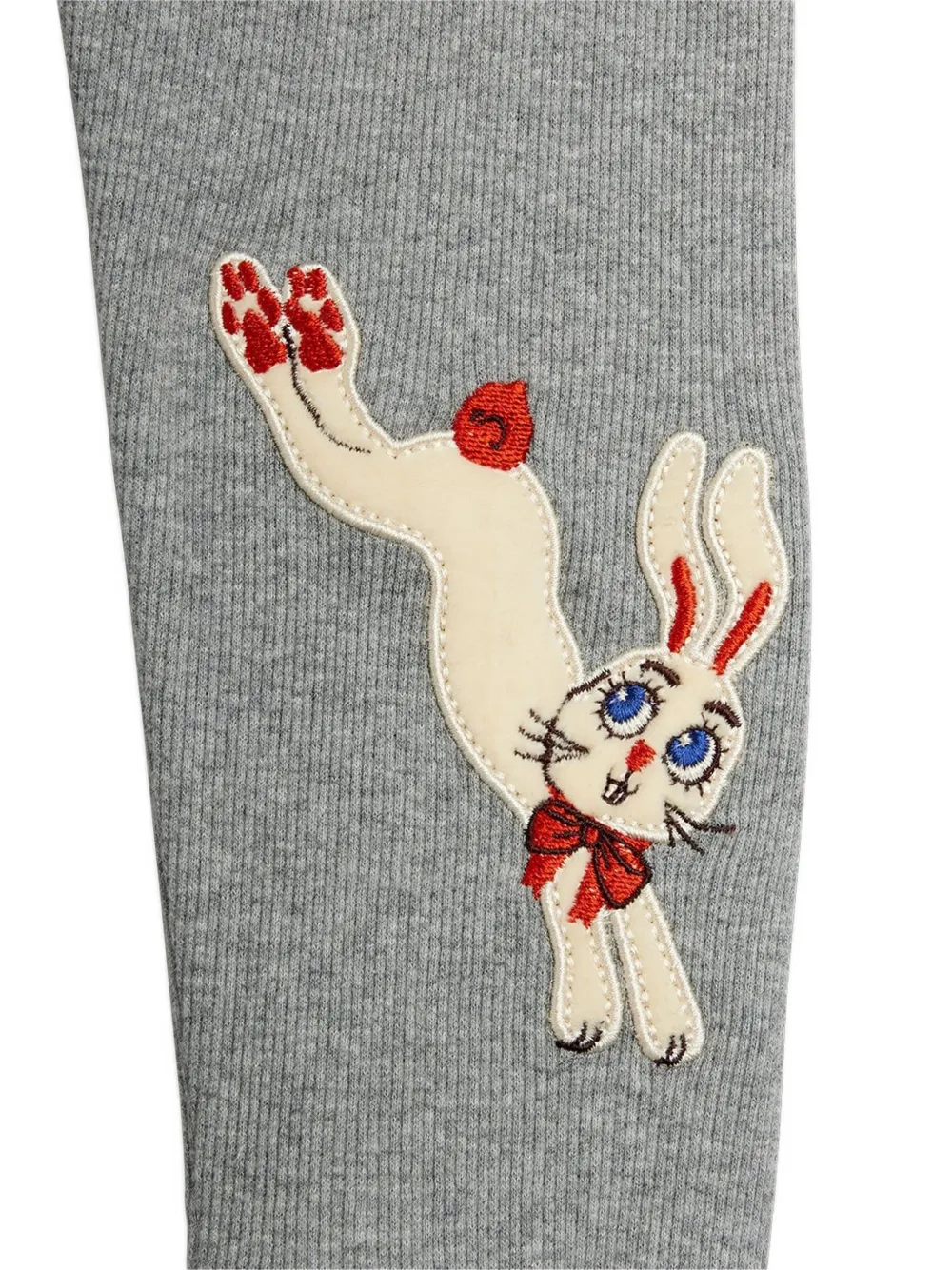 Mini Rodini Geribbelde broek met konijnen-patch Grijs