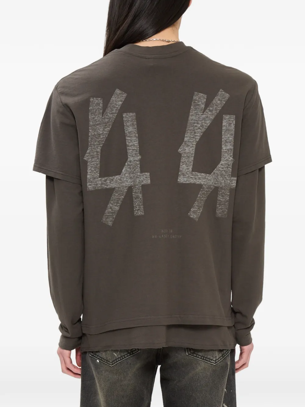 44 LABEL GROUP T-shirt met gelaagd effect en logo-patch Grijs