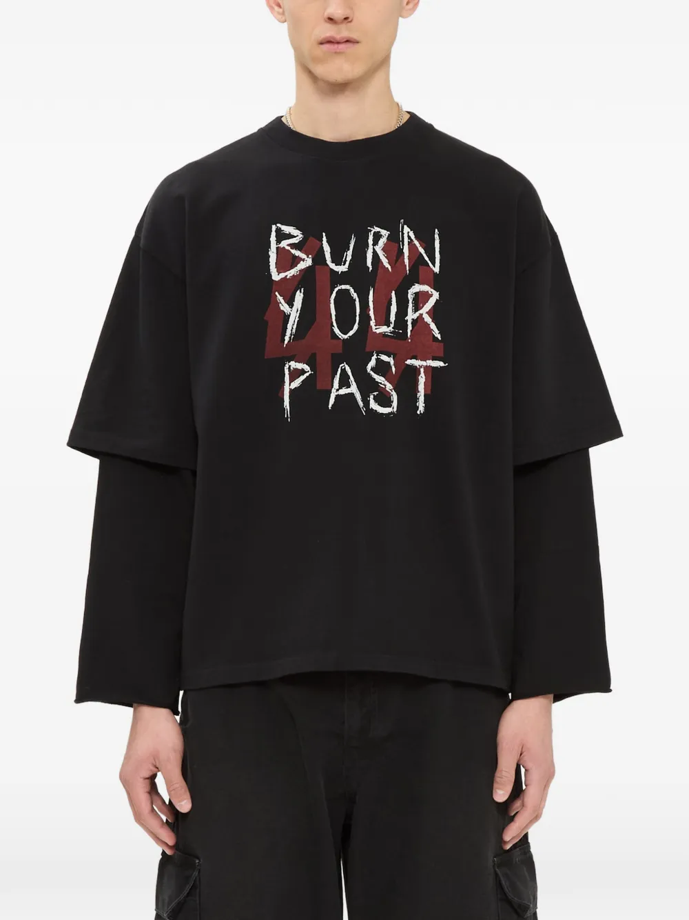44 Label Group Byp Long-sleeve T-shirt In Black