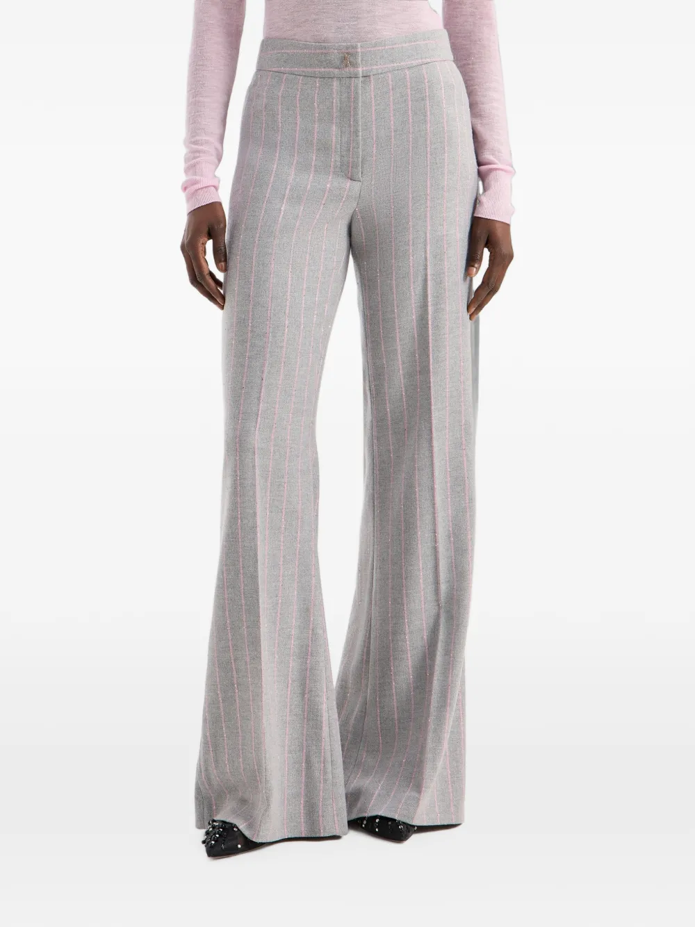 Genny Broek met krijtstreep en pailletten Grijs