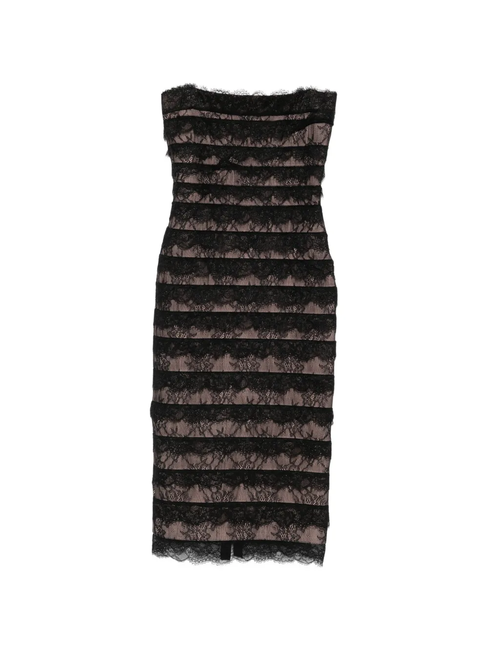 Herve Leger lace-trimmed tiered mini dress