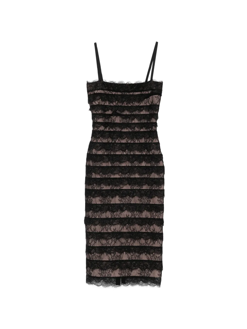 Herve Leger robe ornée de dentelle à volants superposés - Noir