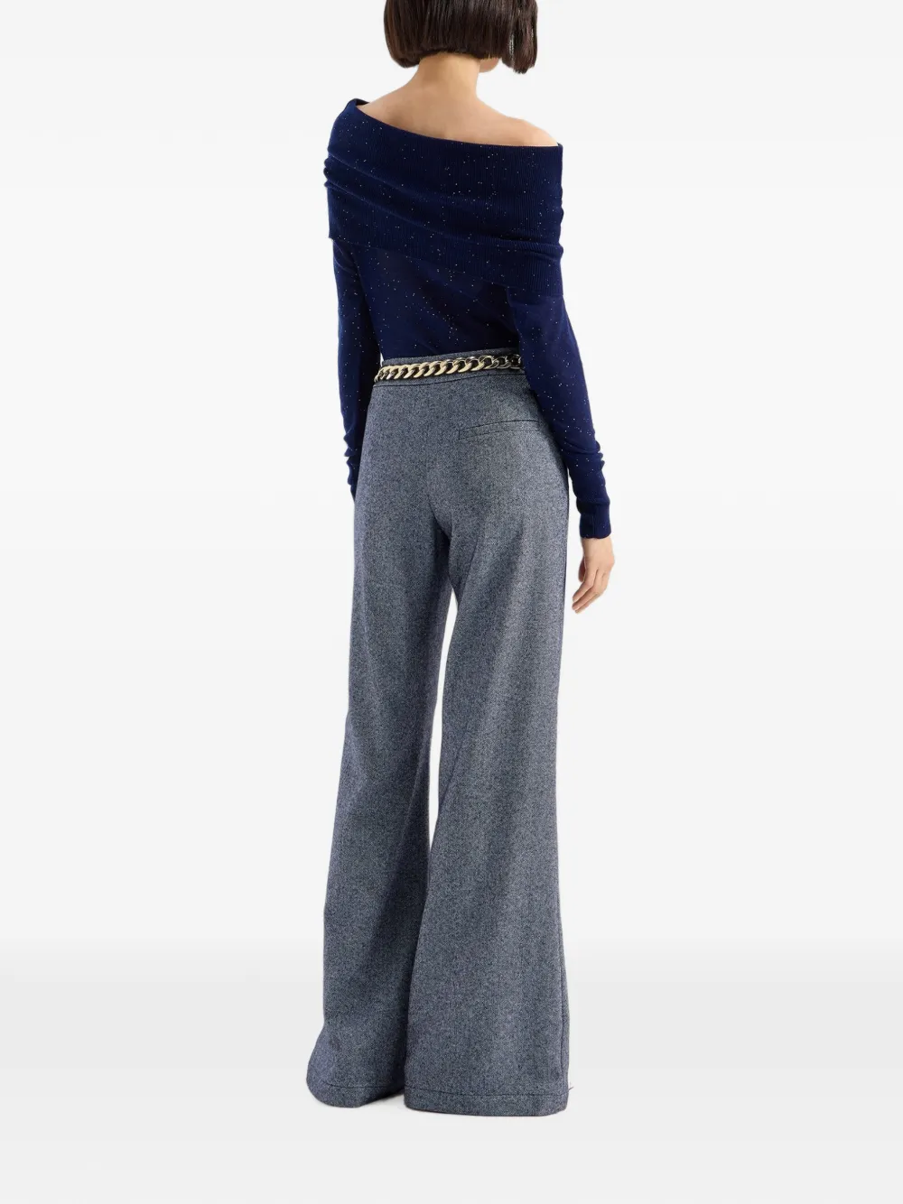 Genny Flared broek met tweed-effect Blauw