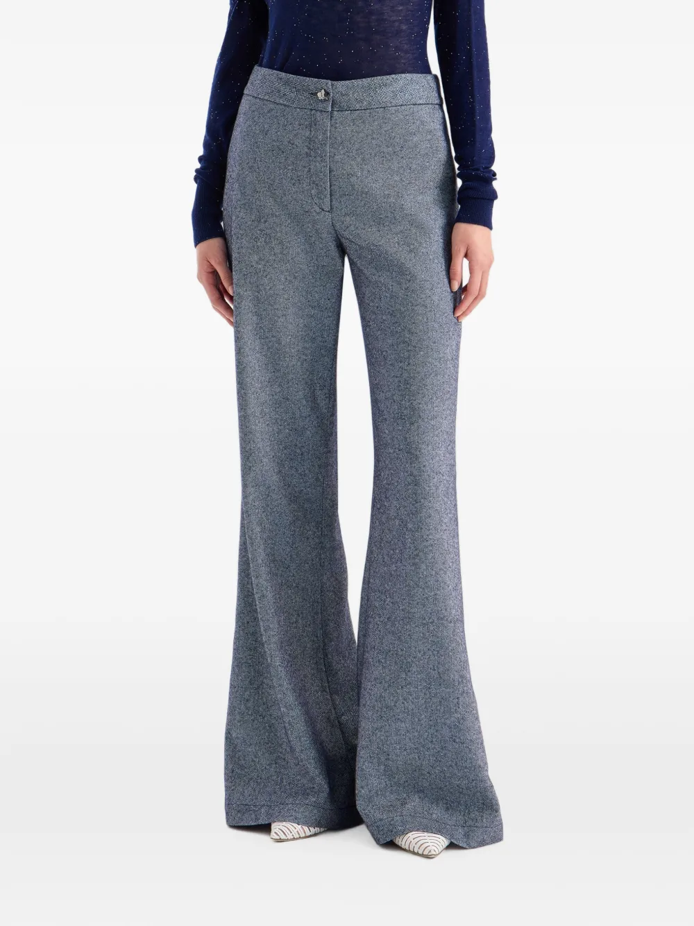 Genny Flared broek met tweed-effect Blauw