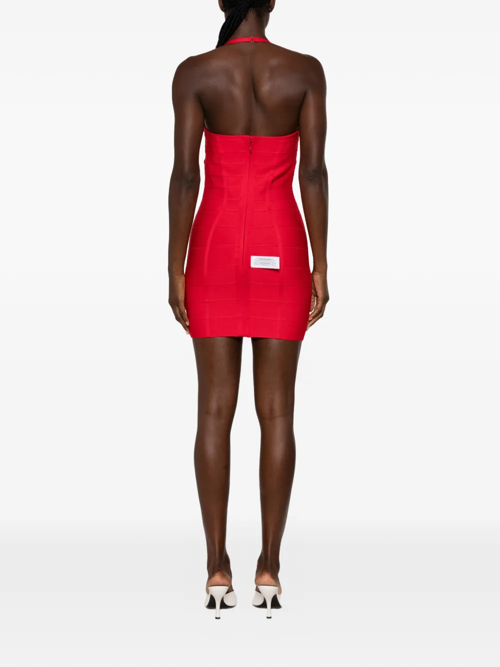 Herve Leger Holly halterneck mini dress Rood