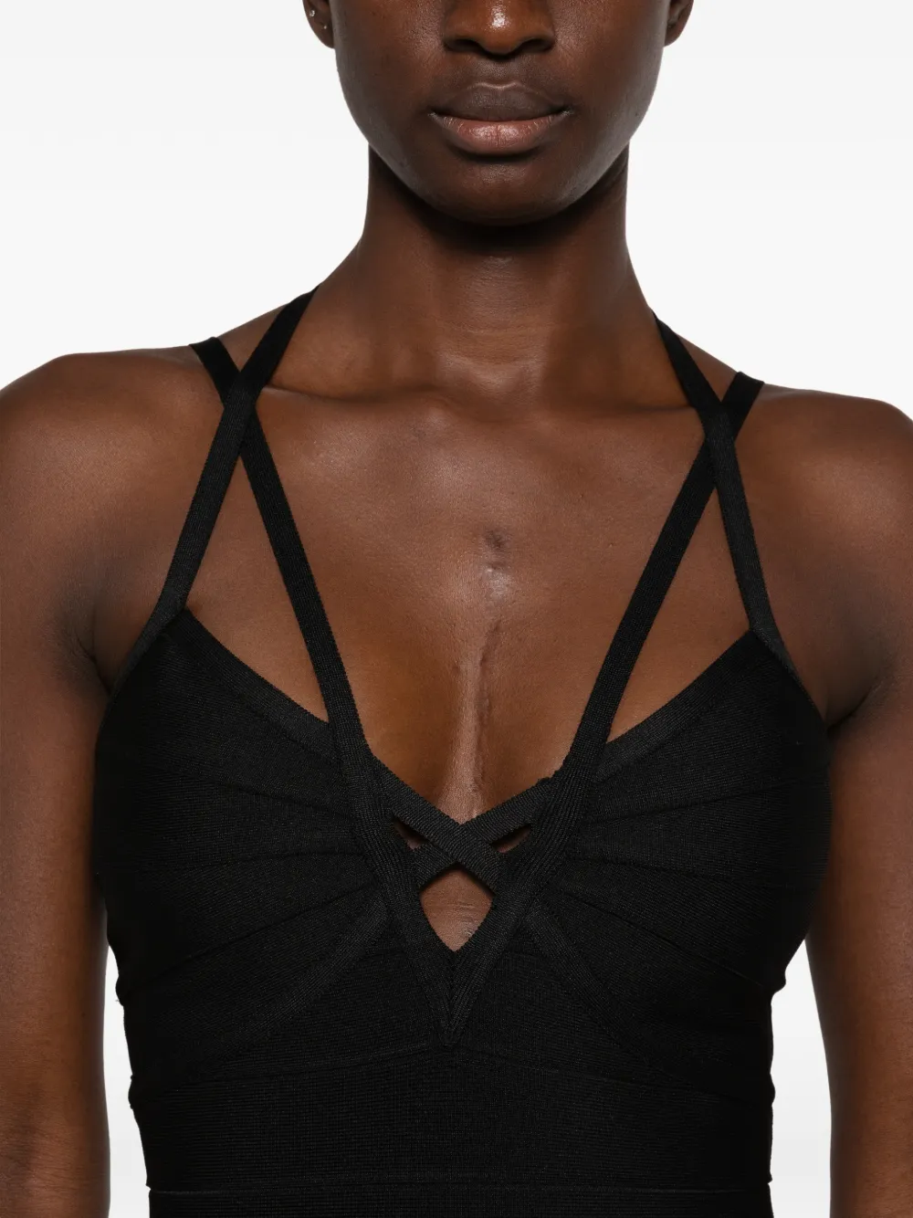 Herve Leger Erin strappy mini dress Zwart