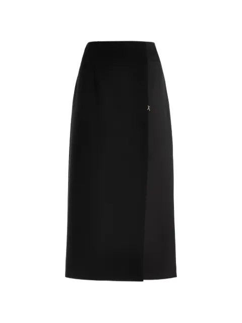 Genny wrap-style logo-plaque midi skirt