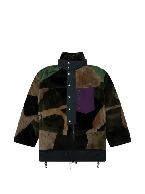 sacai x Kaws jacquard faux-fur jacket