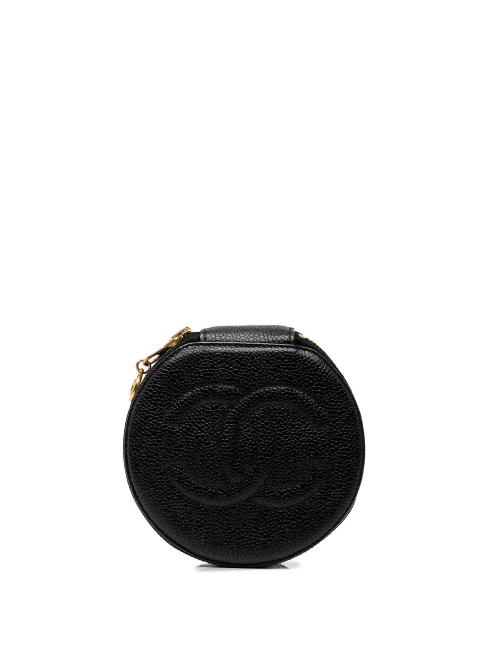 CHANEL Pre-Owned 1994-1996 Caviar Travel Round Jewelry Case - Nero