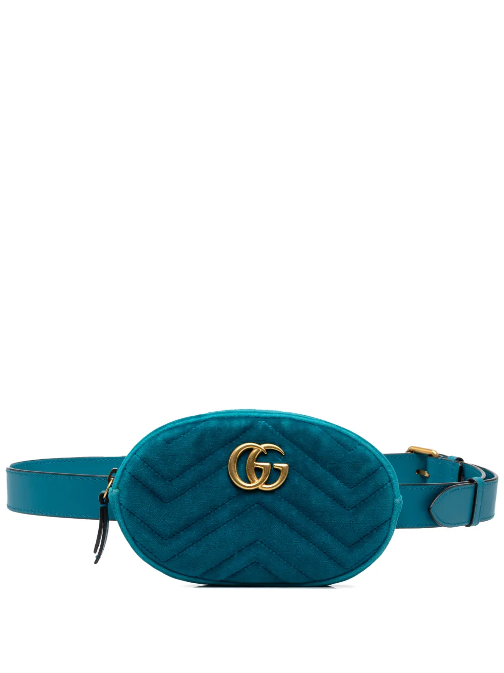 Gucci Pre-Owned sac banane Matelasse en velours à motif GG Marmont (2016-2026) - Bleu