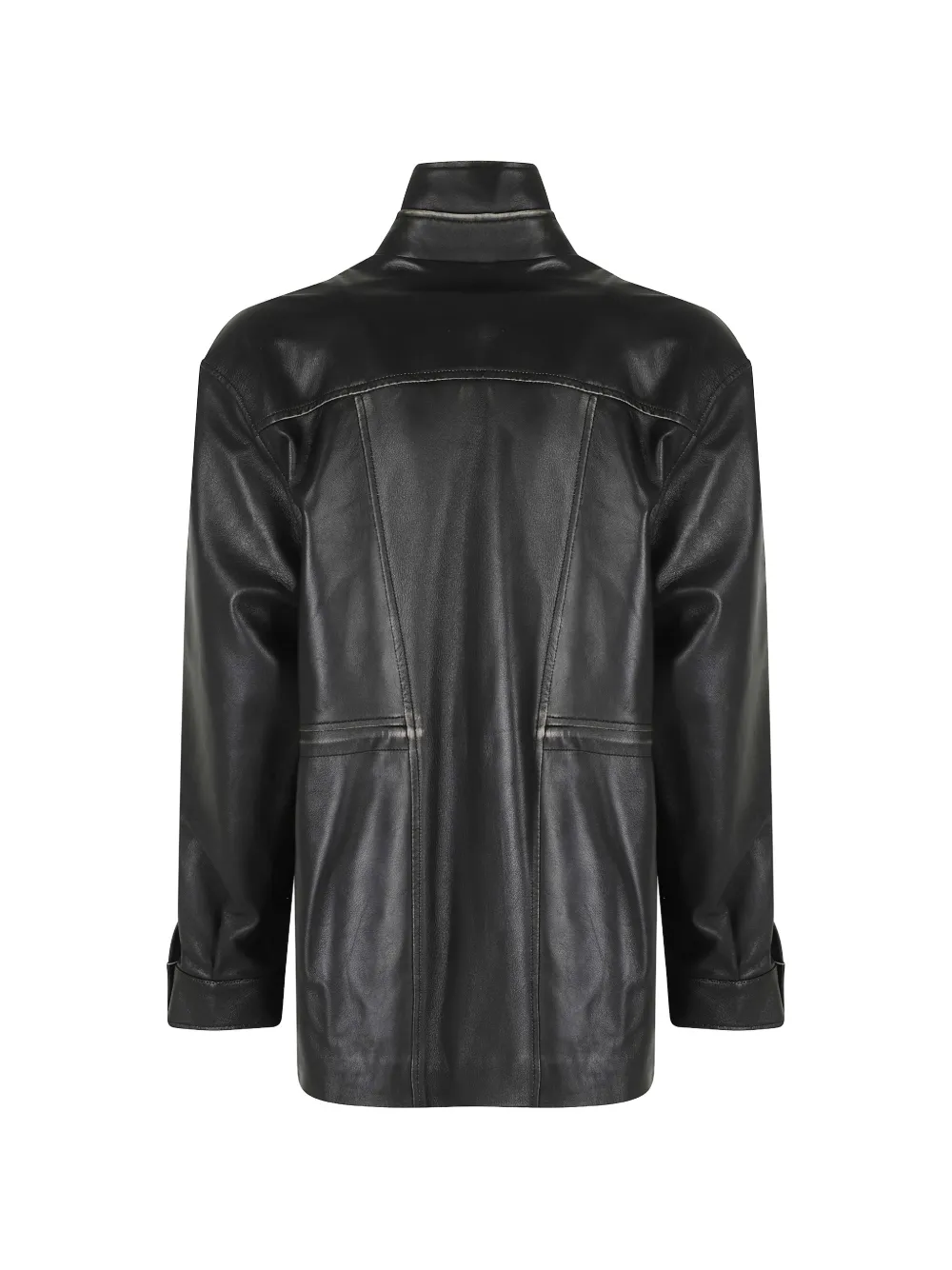 Semicouture Alanis leren jack met dubbele rij knopen Zwart