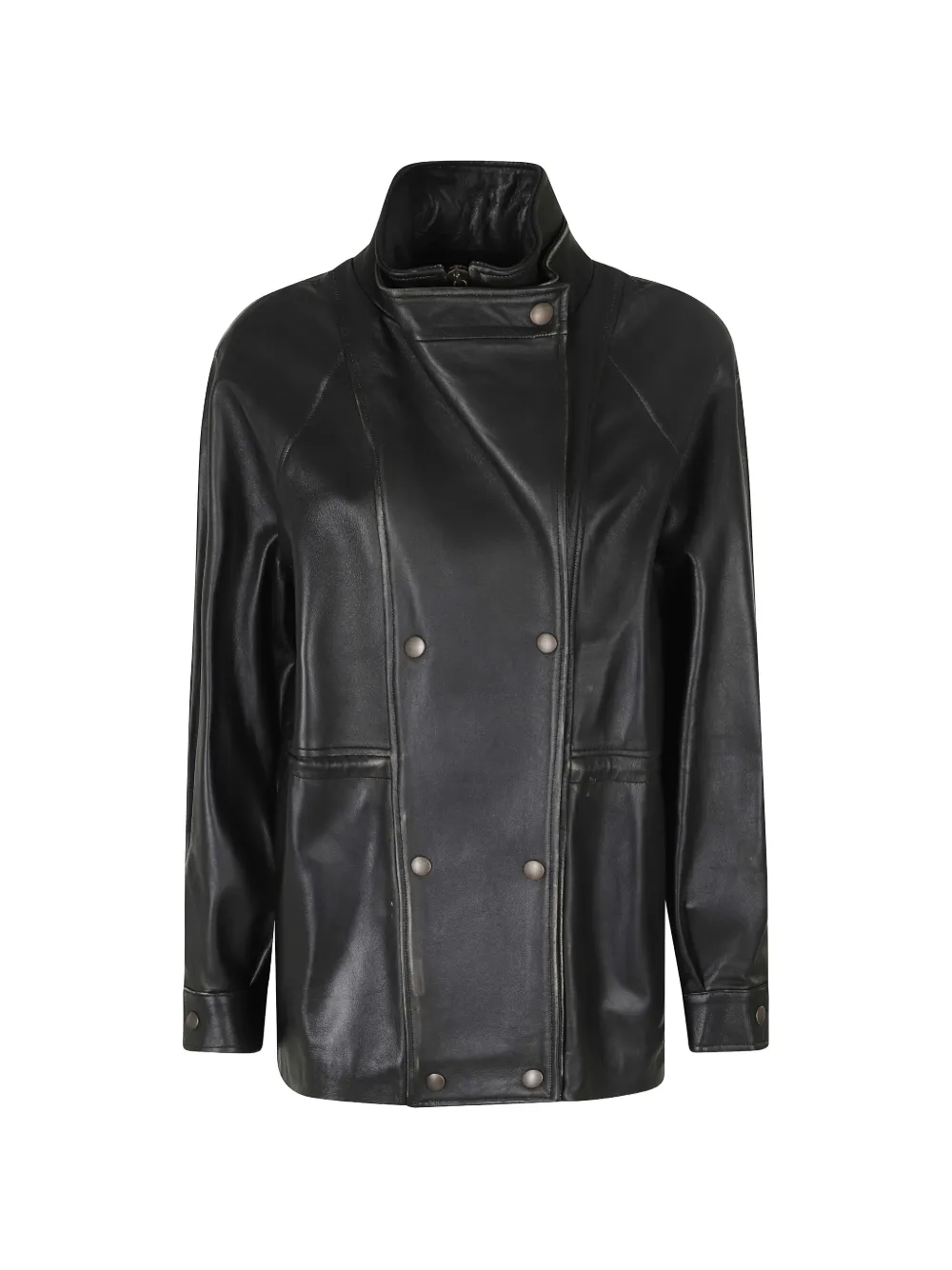 Semicouture Alanis double-breasted leather jacket - Nero