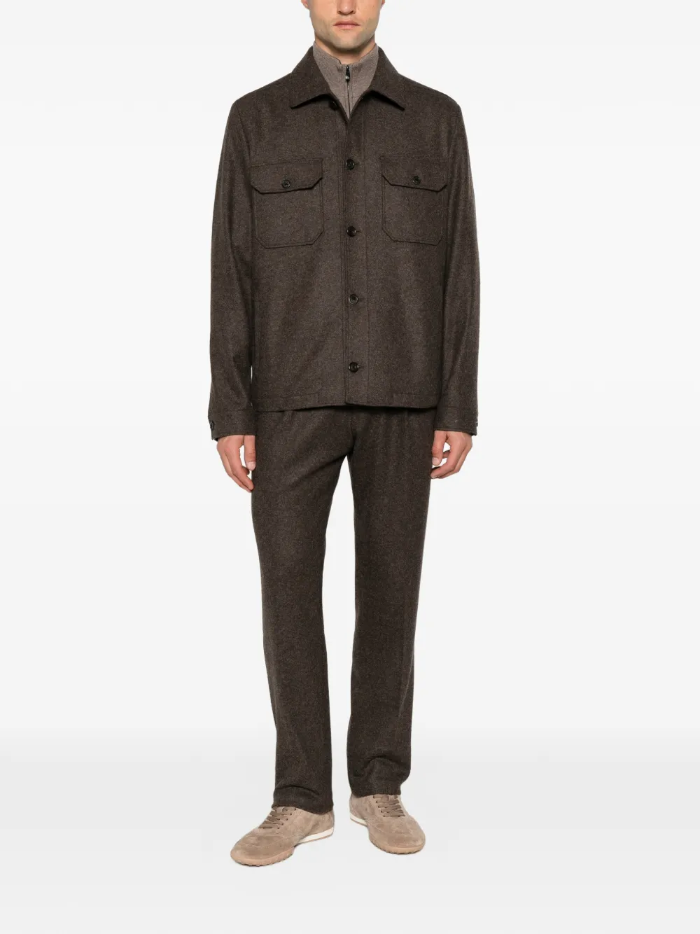 Corneliani Plooibroek met trekkoordtaille Bruin
