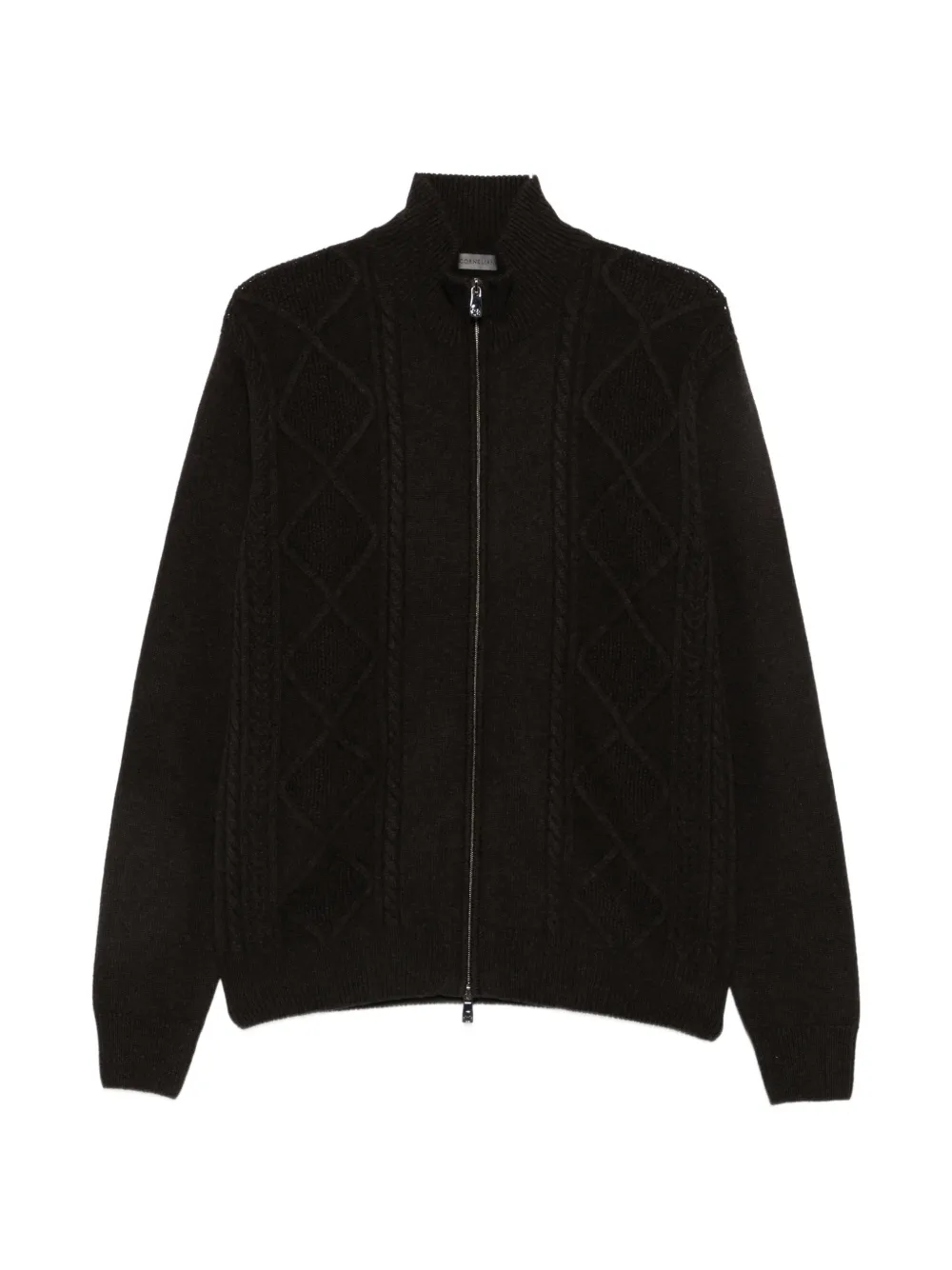 Corneliani cable-knit diamond-pattern cardigan - Marrone