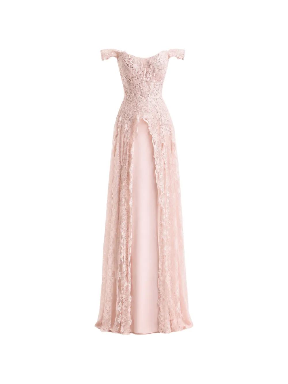 Gemy Maalouf lace-overlay high-low skirt - Rosa