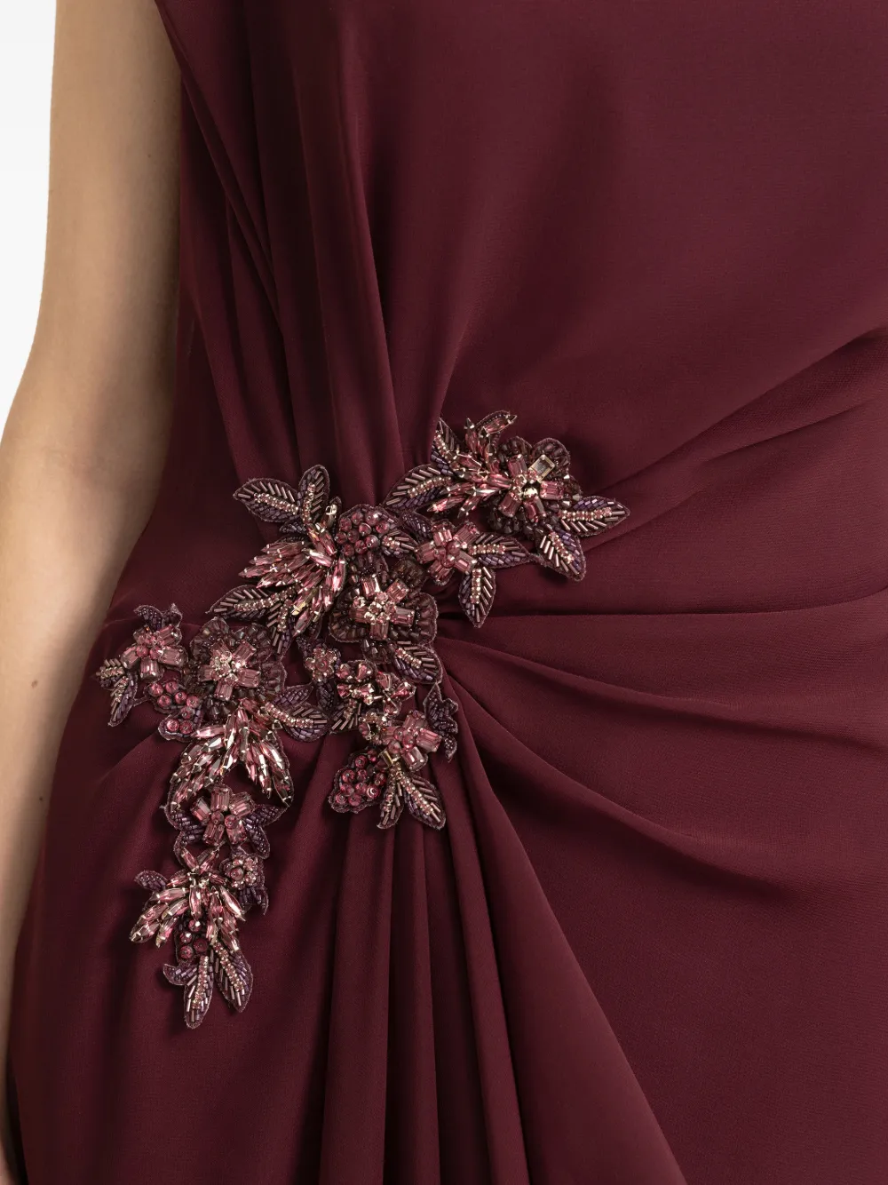 Gemy Maalouf Jurk met capemouwen en kralen Rood