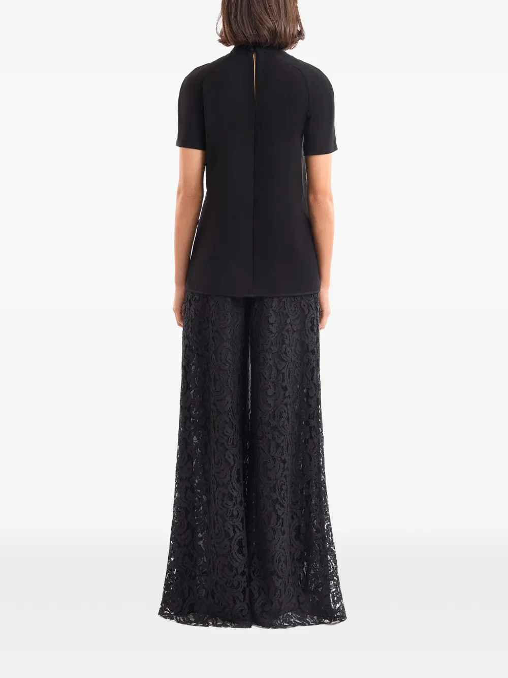 Gemy Maalouf lace-overlay palazzo pants Zwart
