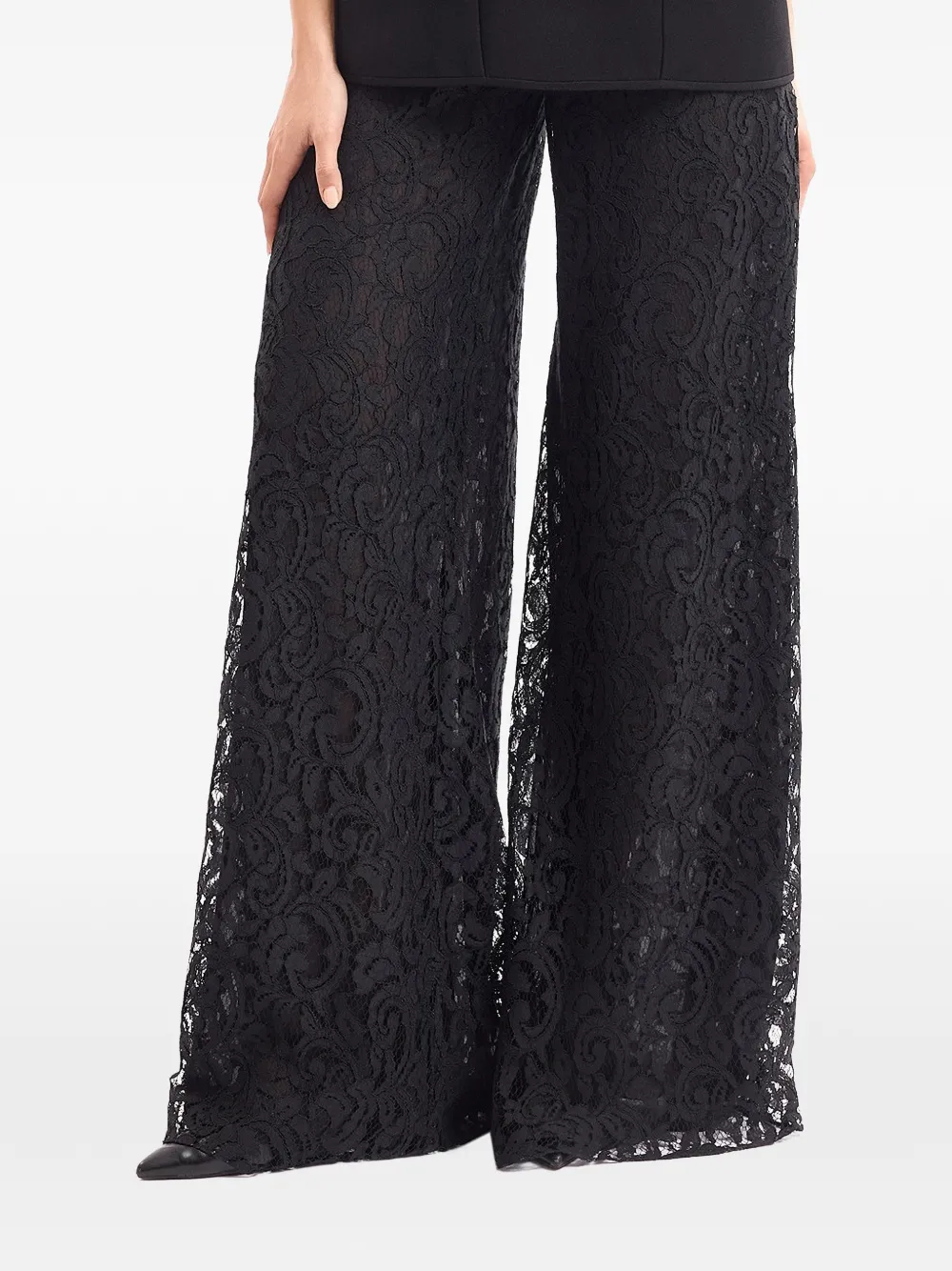 Gemy Maalouf lace-overlay palazzo pants Zwart