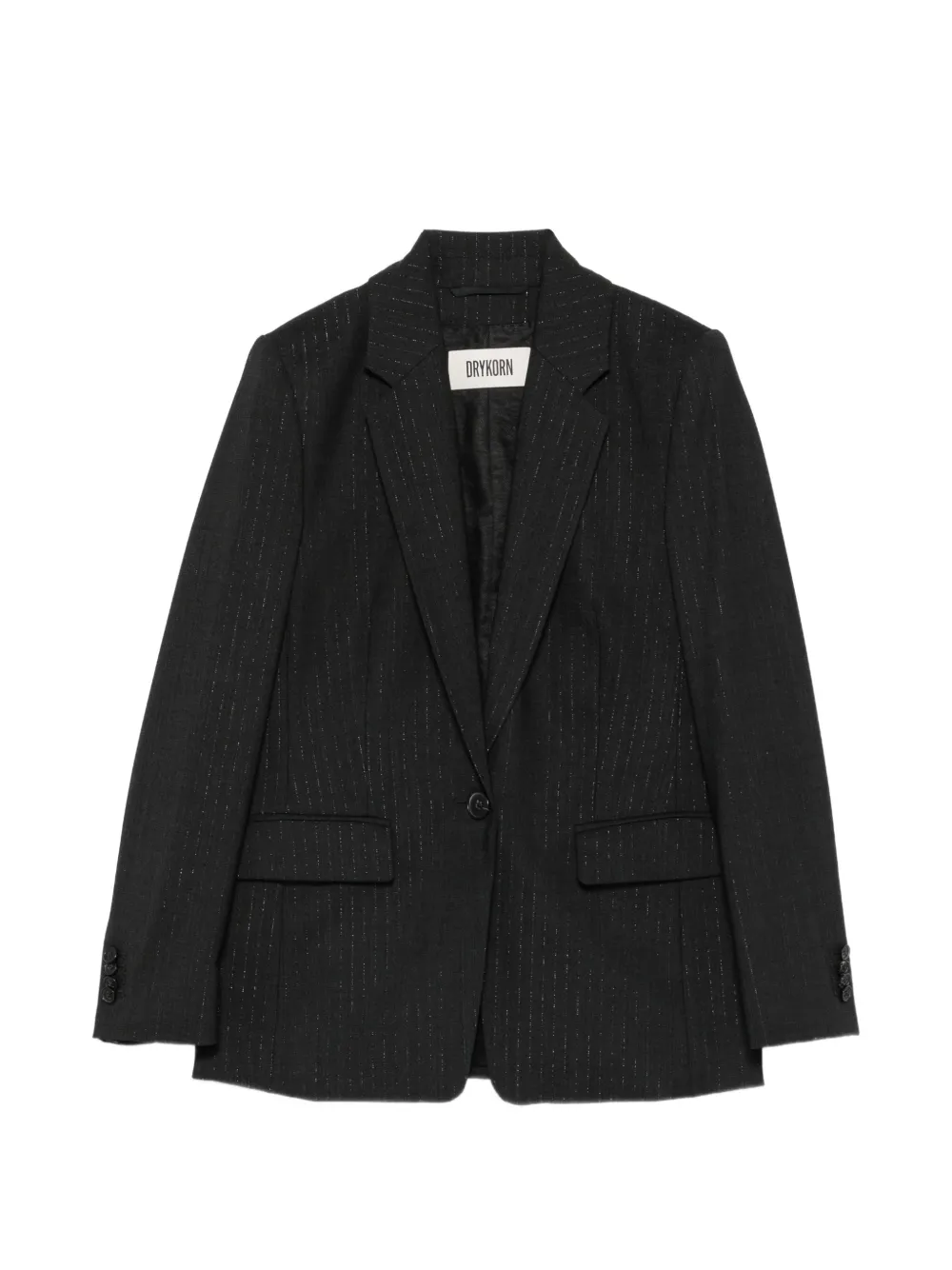 Drykorn Blazer met krijtstreep en enkele rij knopen Grijs