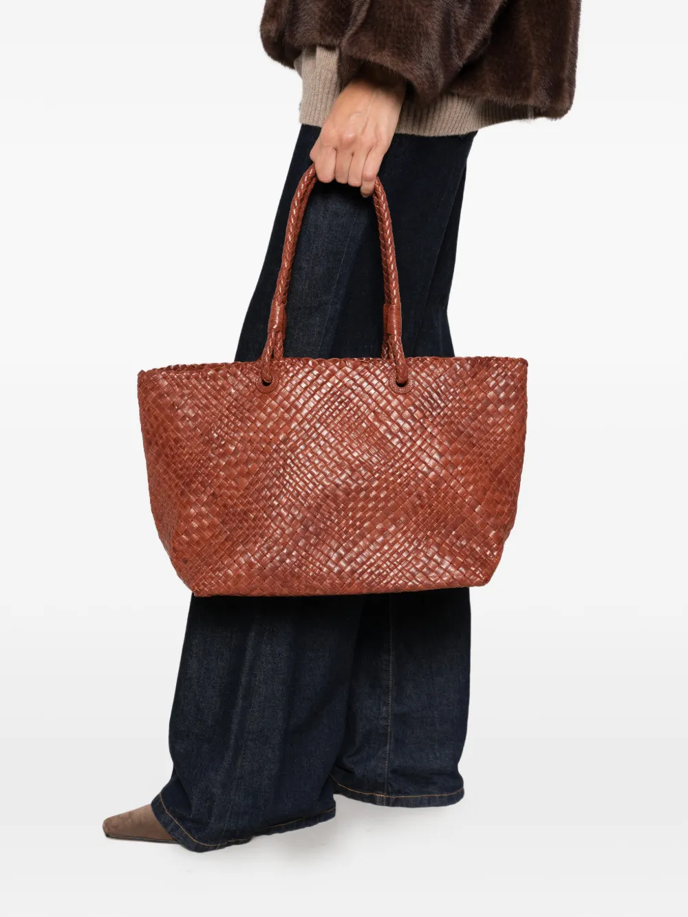 IBELIV Bazika geweven shopper Bruin