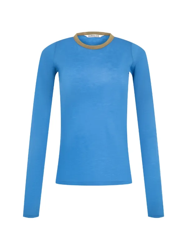 Auralee Long-sleeve Ringer T-shirt in Blue
