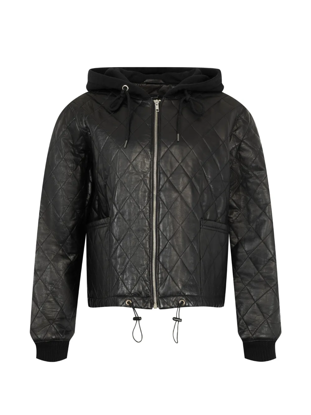 R13 quilted hooded leather jacket - Nero