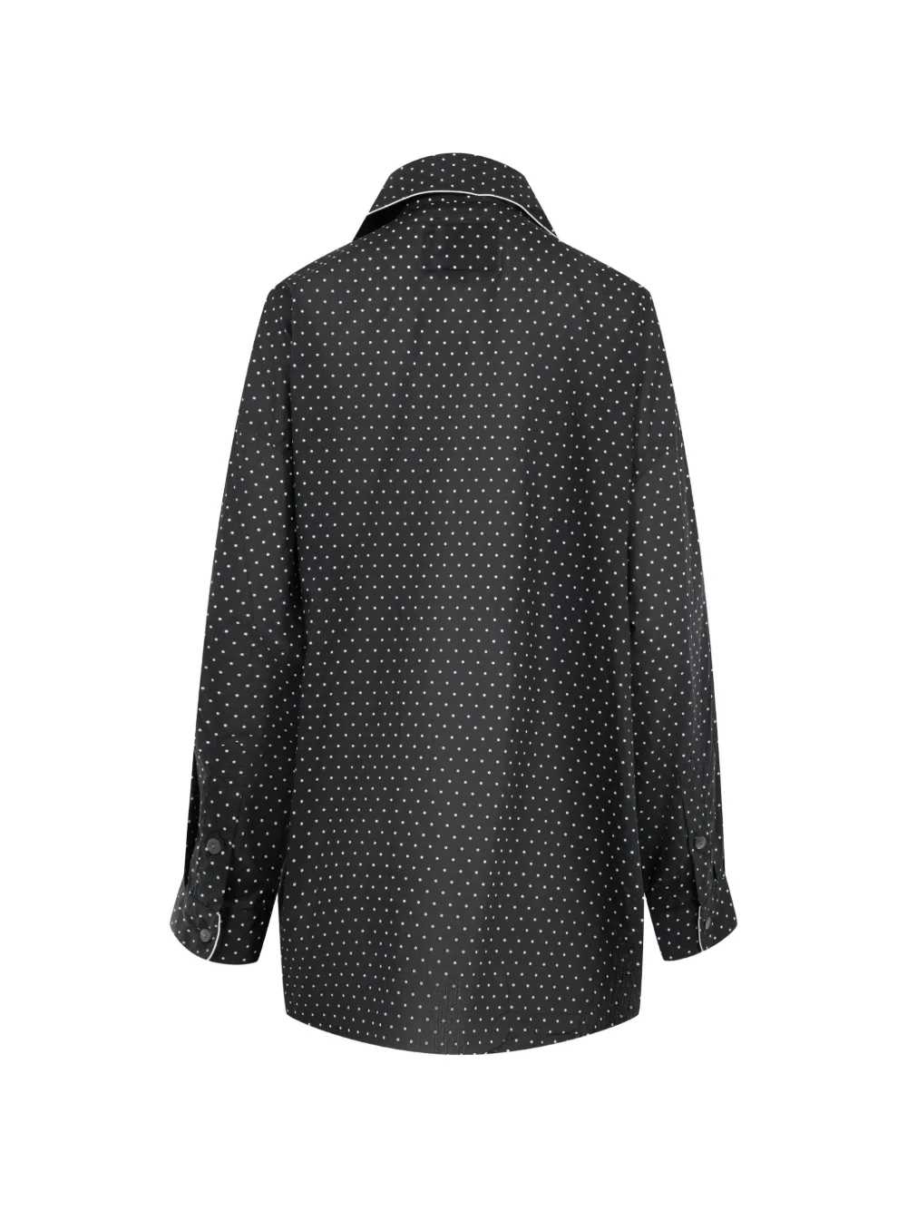 R13 Blouse met stippen en sjaalrevers Zwart