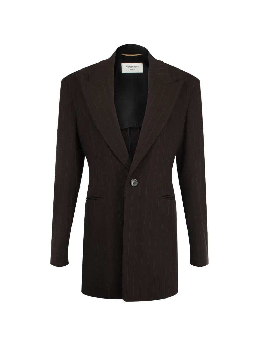 Saint Laurent pinstripe-pattern peak-lapels blazer - Marrone