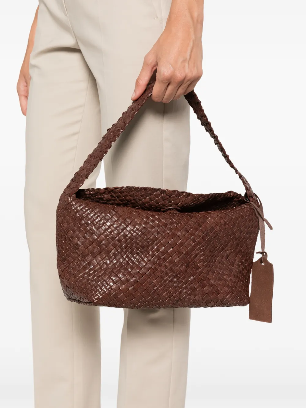 IBELIV Aura geweven leren shopper Bruin