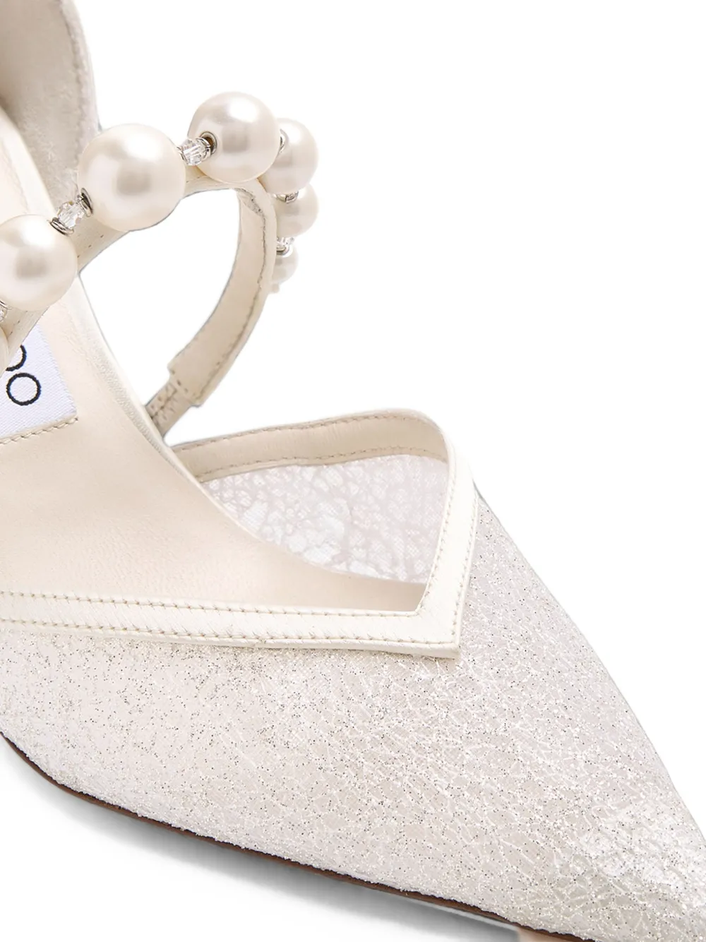 Jimmy Choo pearl-embellished lace pumps Beige