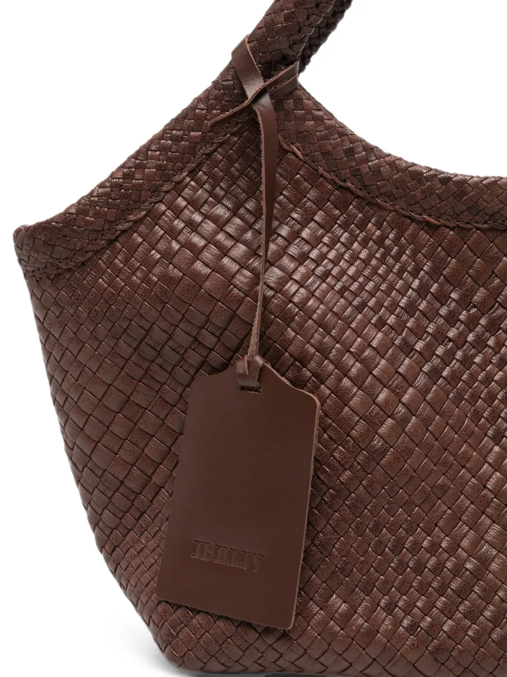 IBELIV Medium Pure geweven leren shopper Bruin