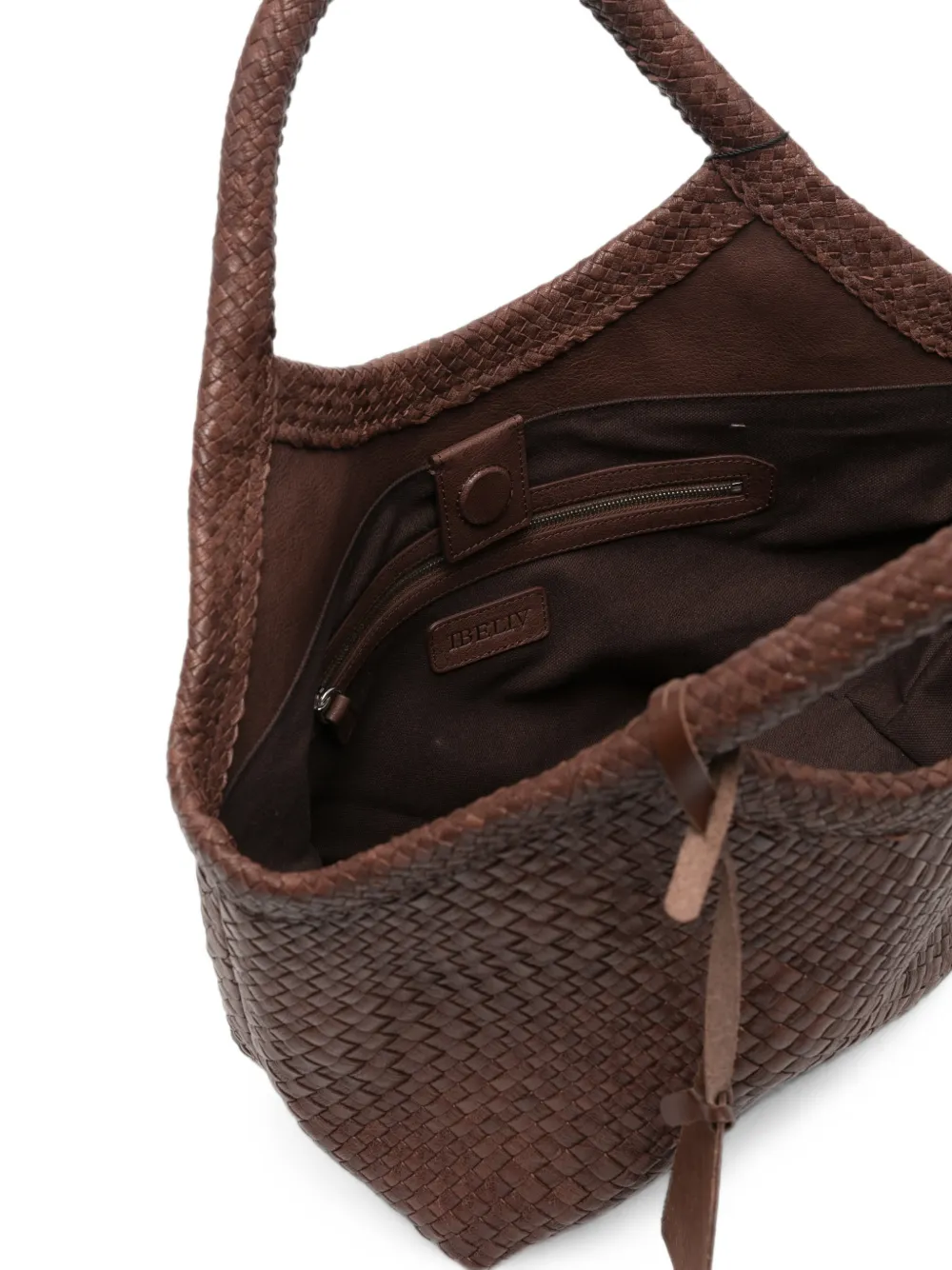 IBELIV Medium Pure geweven leren shopper Bruin