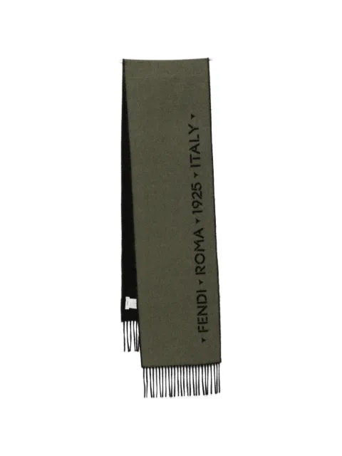 FENDI logo-print fringed scarf