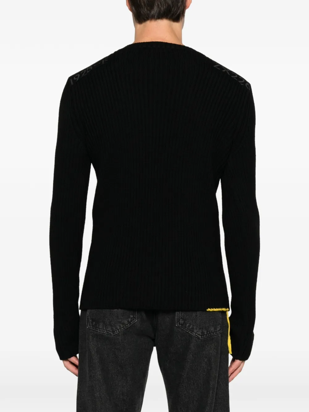 FENDI Ribgebreide trui met schouderpatch Zwart