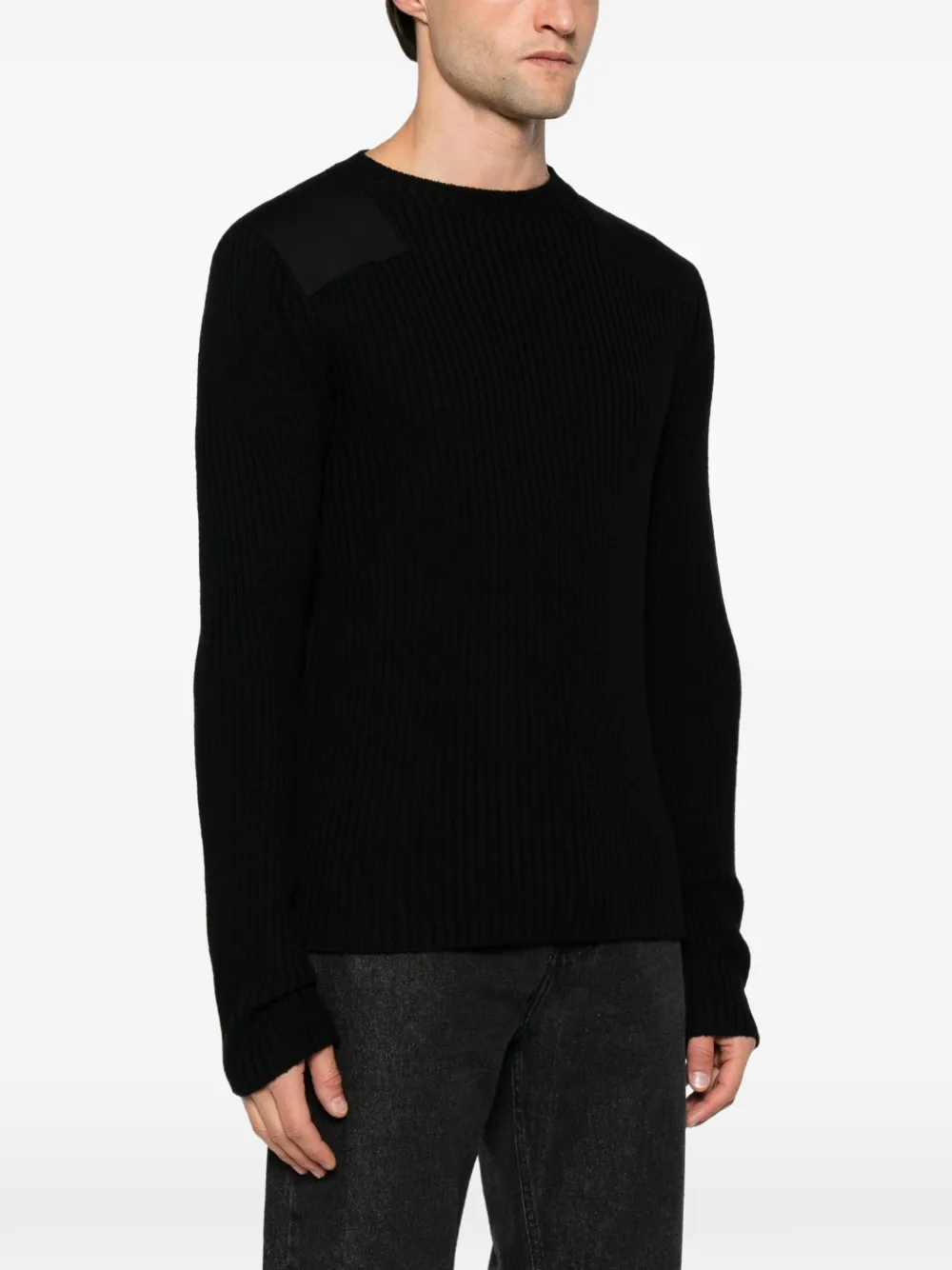 FENDI Ribgebreide trui met schouderpatch Zwart