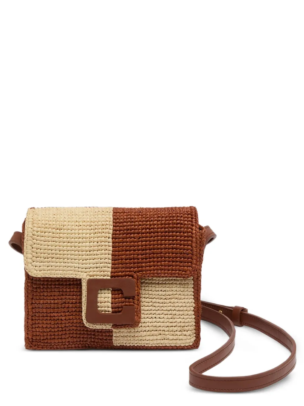 Carel Paris Borsa a spalla Sorbonne mini in rafia - Marrone