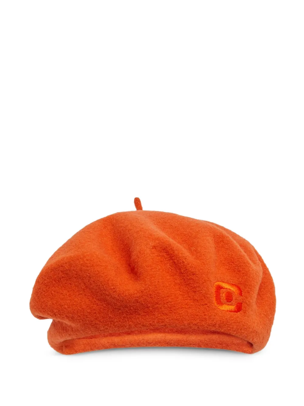Carel Paris Beret Beanie aus Merinowolle mit Logo-Stickerei - Orange