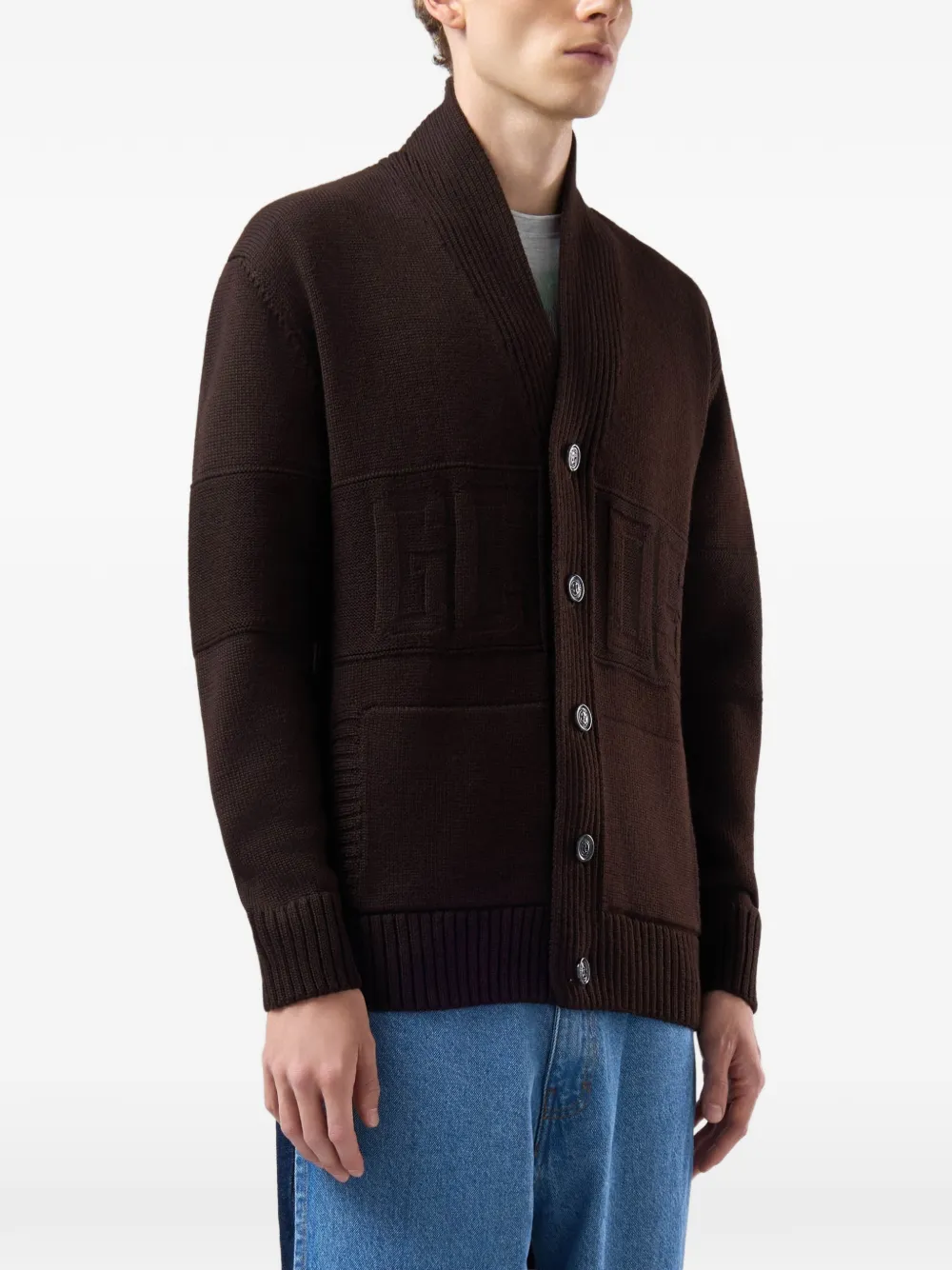 GCDS logo-embossed shawl-collar cardigan Bruin