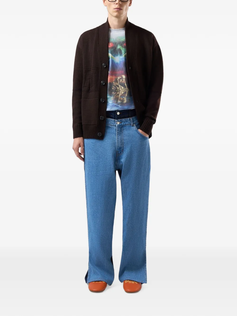GCDS logo-embossed shawl-collar cardigan Bruin