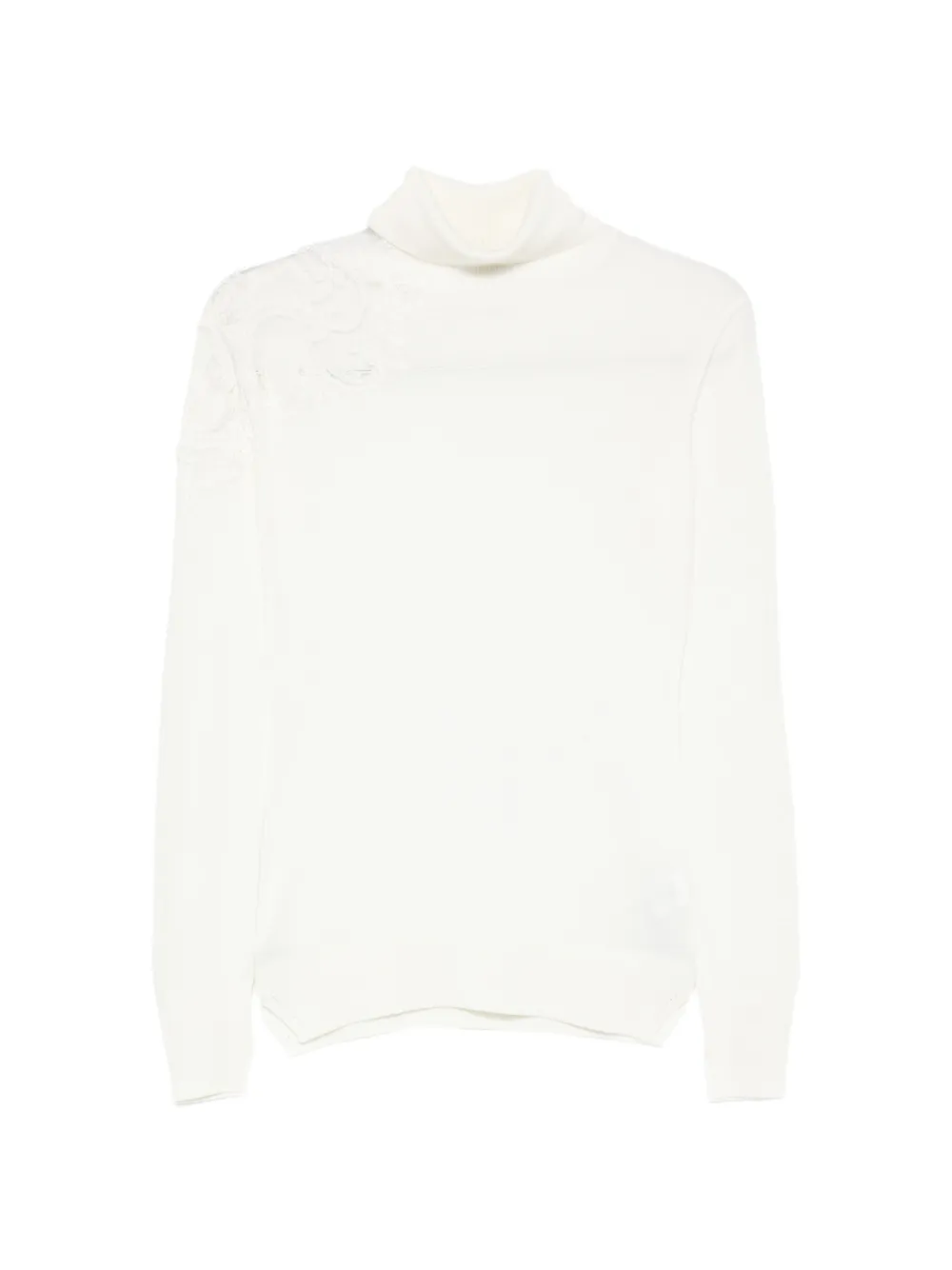 Ermanno Scervino lace-panel roll-neck sweater - Bianco