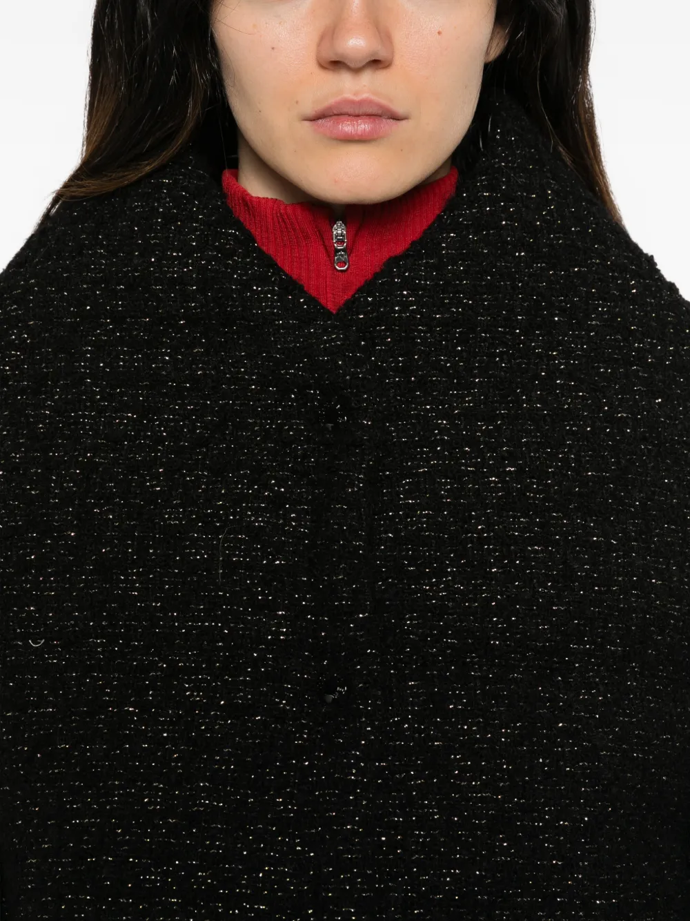 Moncler bouclé-knit quilted jacket Zwart