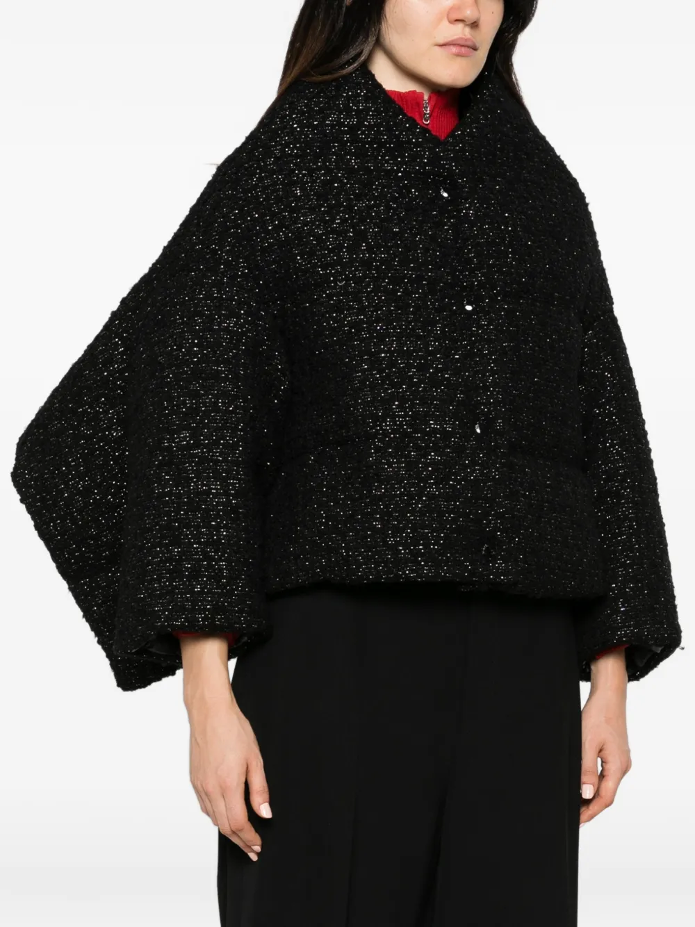 Moncler bouclé-knit quilted jacket Zwart