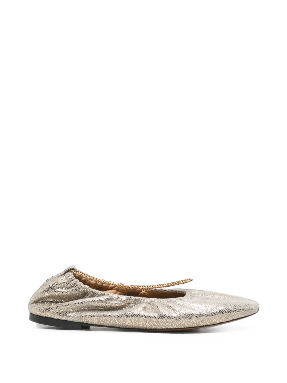 Stella McCartney chain-detail crackled-effect ballet flats