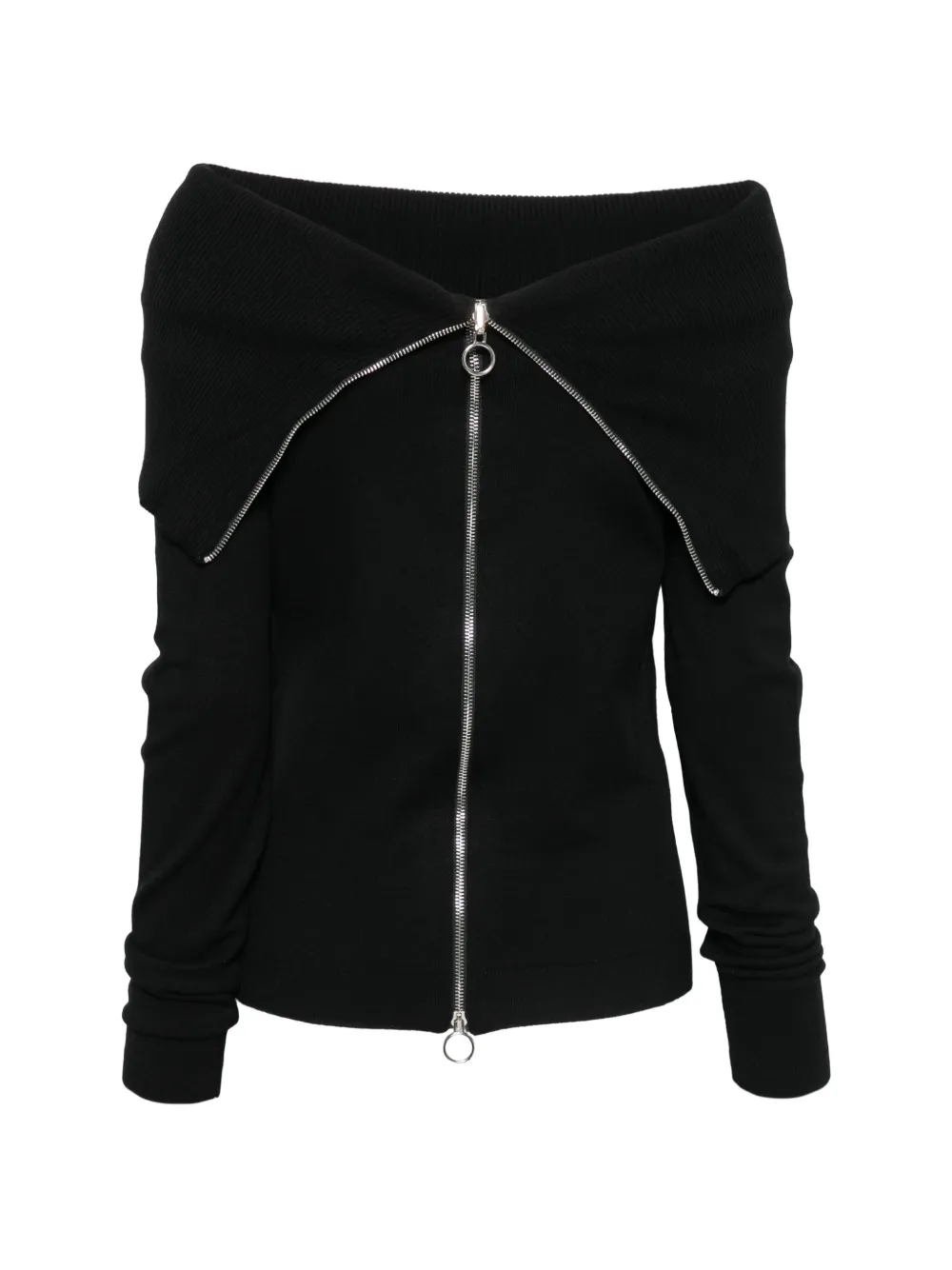 Semicouture off-shoulder zip-back cardigan Zwart