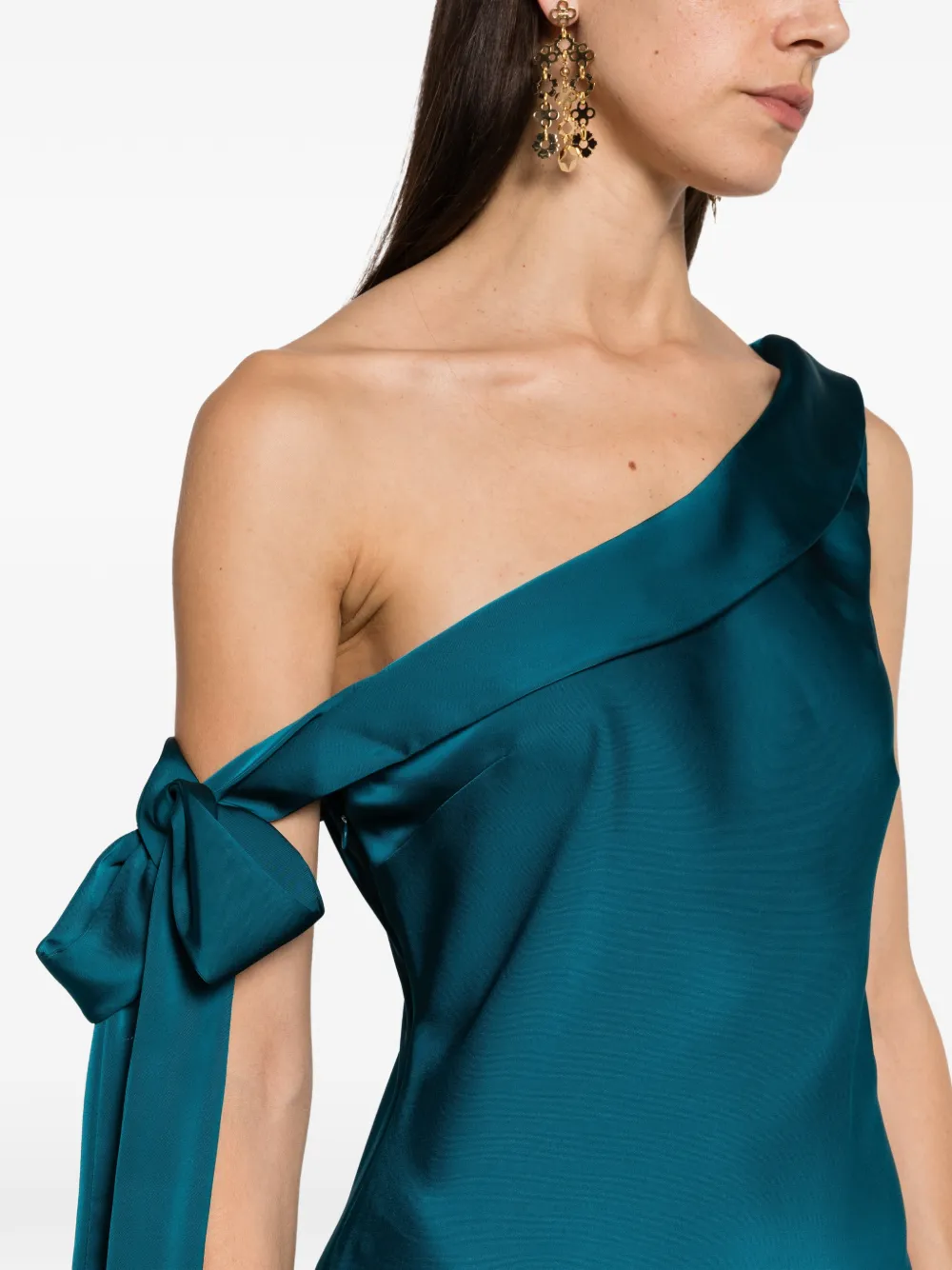 Herve Leger one-shoulder bow-detail maxi dress Blauw