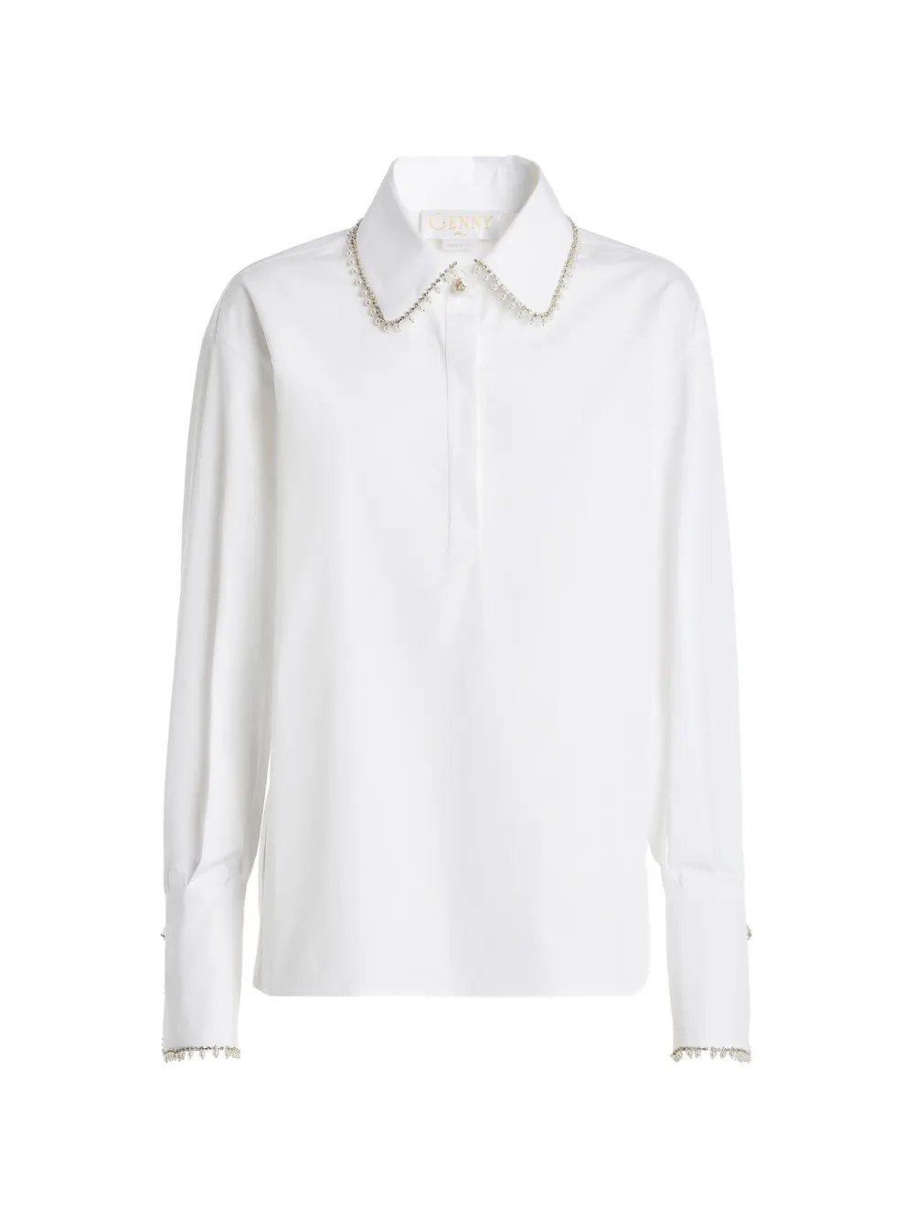 Genny pearl-embellished polo top