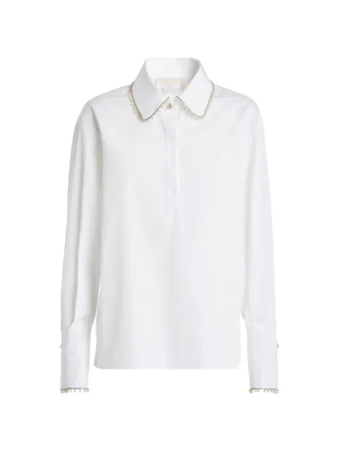 Genny pearl-embellished polo top